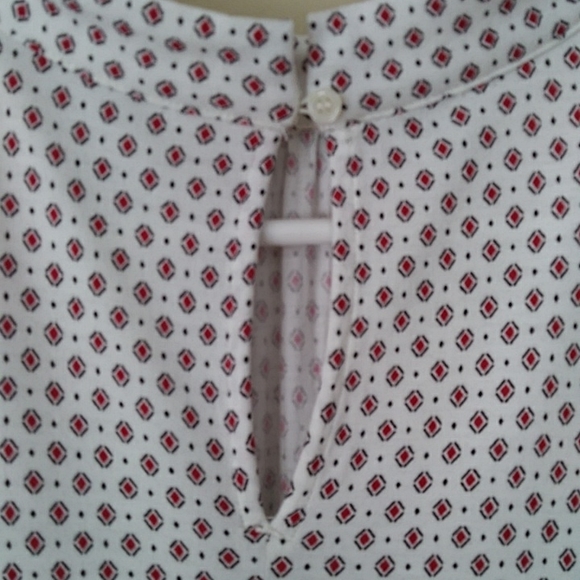 Loft Outlet Pleated Rayon Blouse XL Red White - Picture 8 of 11